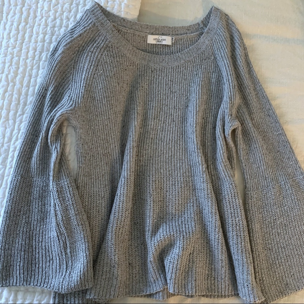 Grey Bell Sleeve Sweater
